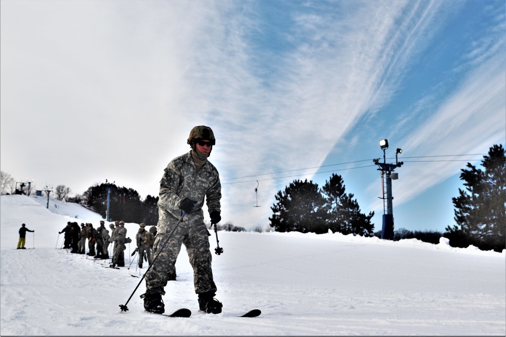 Cold-Weather Operations Course Class 20-02 students learn skiing techniques at Fort McCoy