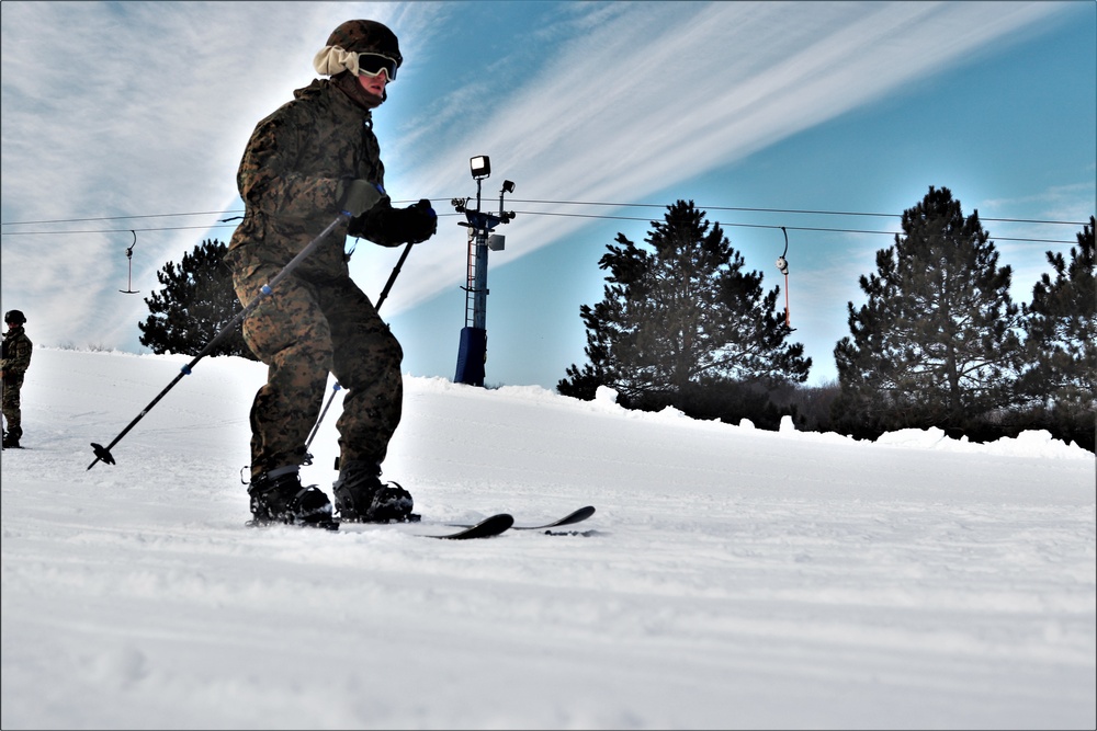 Cold-Weather Operations Course Class 20-02 students learn skiing techniques at Fort McCoy