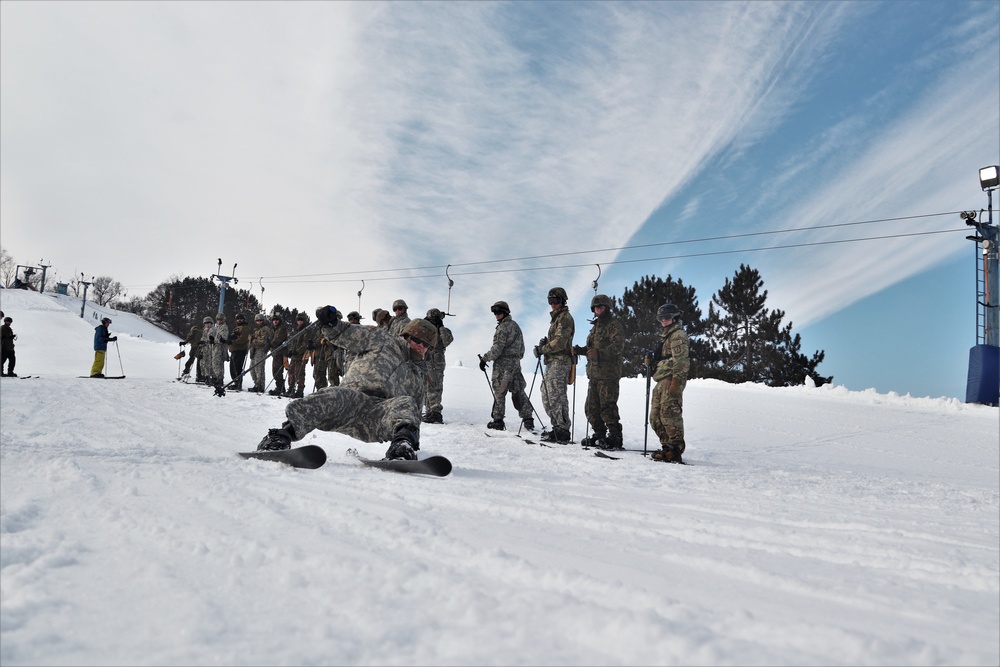 Cold-Weather Operations Course Class 20-02 students learn skiing techniques at Fort McCoy