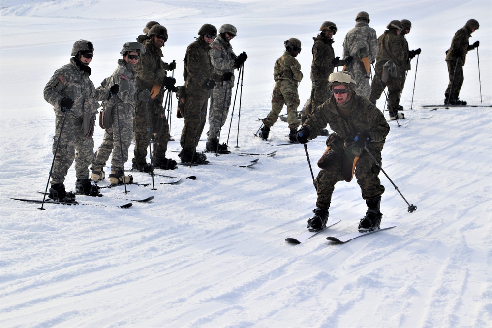 Cold-Weather Operations Course Class 20-02 students learn skiing techniques at Fort McCoy