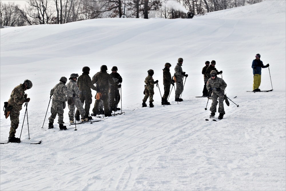 Cold-Weather Operations Course Class 20-02 students learn skiing techniques at Fort McCoy