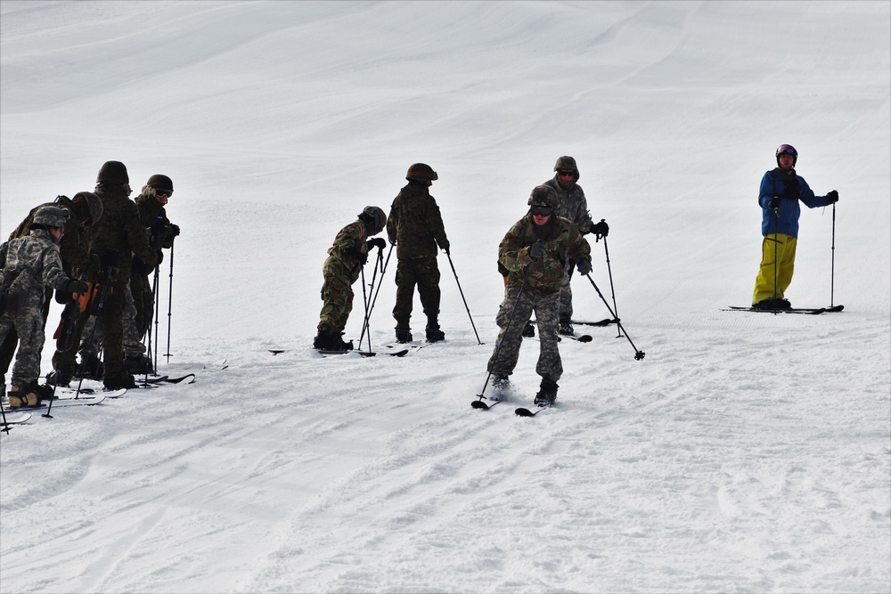 Cold-Weather Operations Course Class 20-02 students learn skiing techniques at Fort McCoy