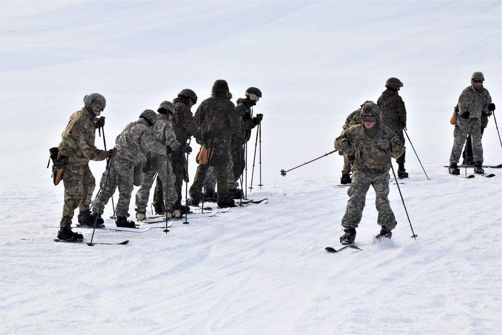 Cold-Weather Operations Course Class 20-02 students learn skiing techniques at Fort McCoy