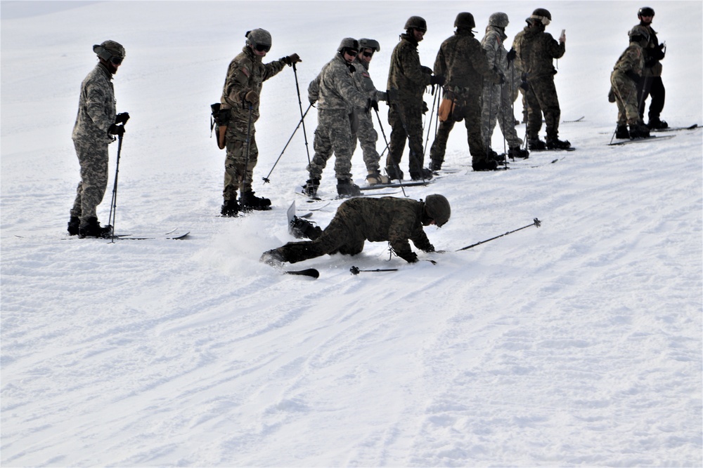 Cold-Weather Operations Course Class 20-02 students learn skiing techniques at Fort McCoy