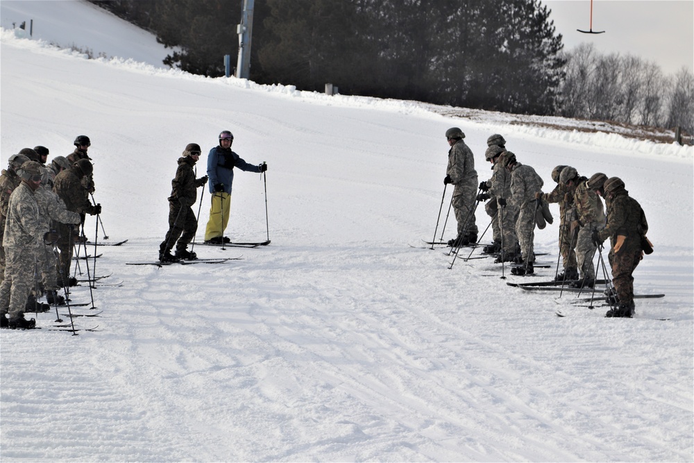 Cold-Weather Operations Course Class 20-02 students learn skiing techniques at Fort McCoy