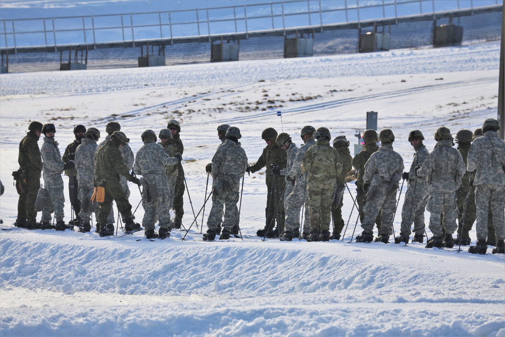 Cold-Weather Operations Course Class 20-02 students learn skiing techniques at Fort McCoy