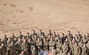 Paratroopers in 57th Sapper Company (Airborne) gather after the successful completion of the Rough Terrain Airborne Operation