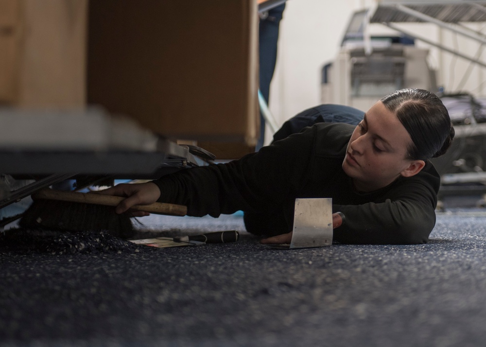 GHWB Sailor Cleans Floor