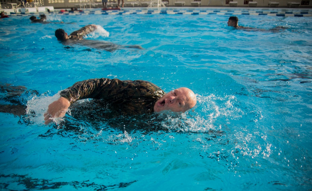 Marines, sailors endure water survival advanced training