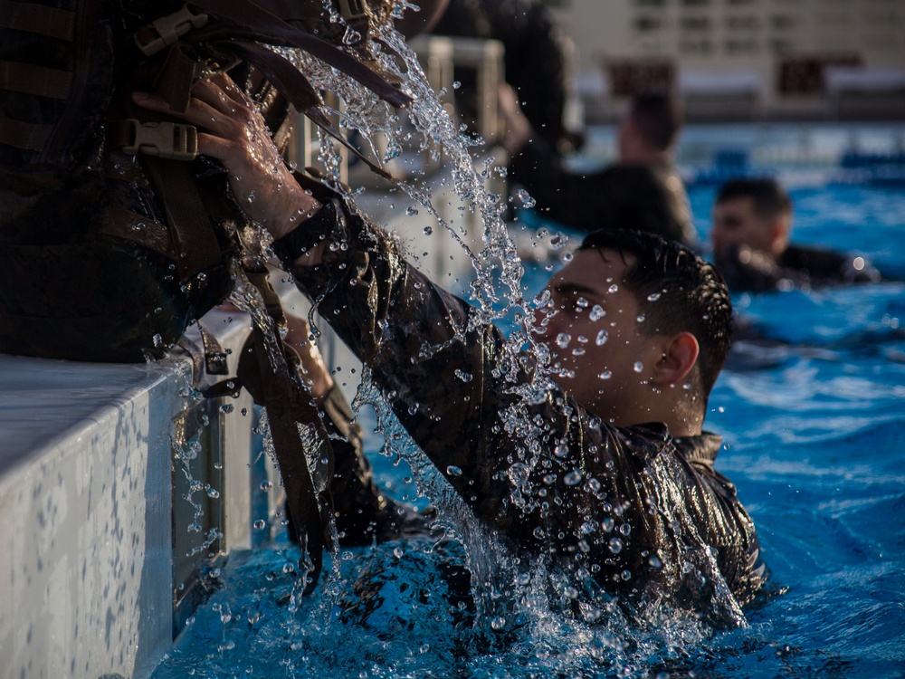 Marines, sailors endure water survival advanced training