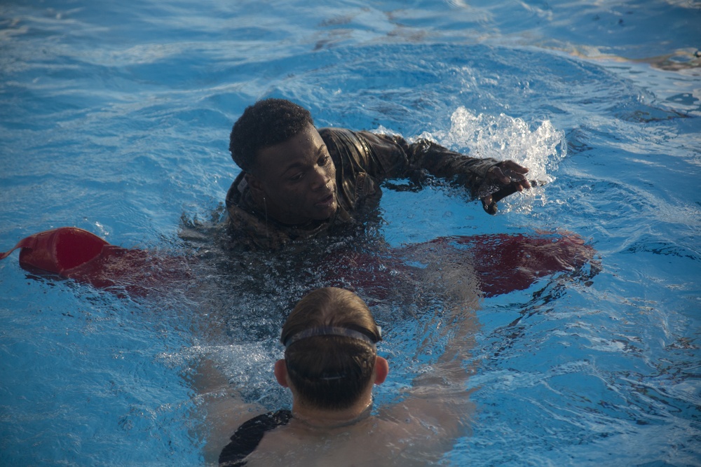 Marines, sailors endure water survival advanced training