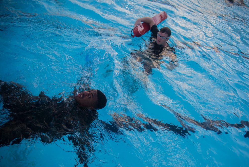 Marines, sailors endure water survival advanced training