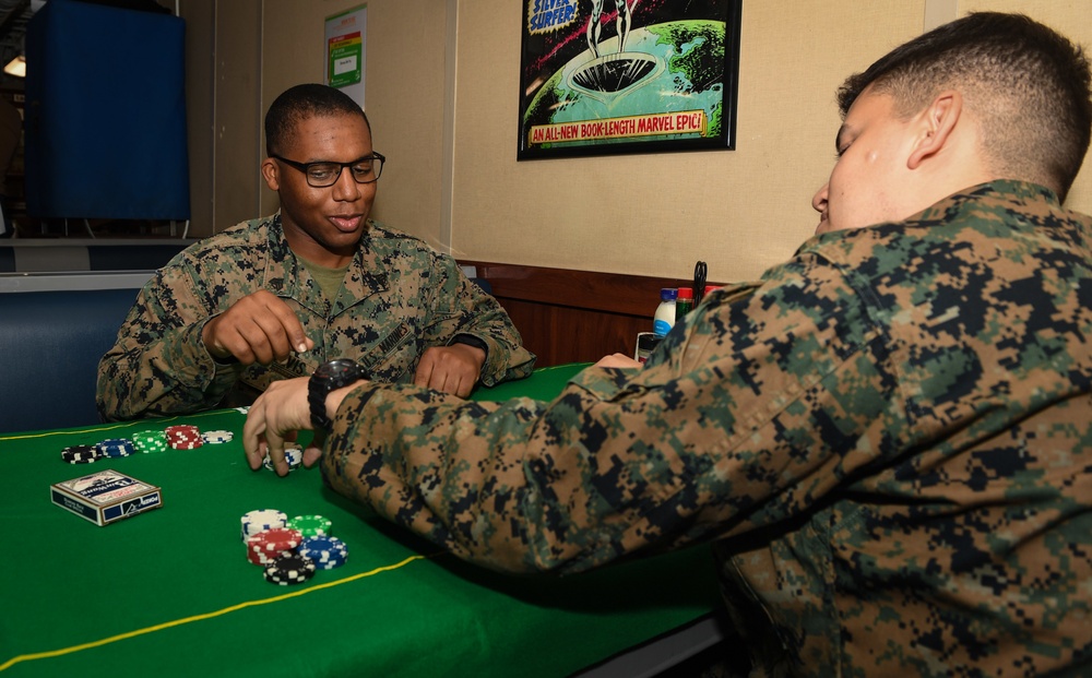 MWR game night aboard USS Oak Hill