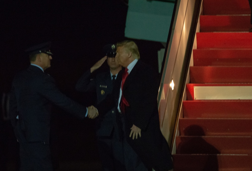 President Donald J. Trump lands at FAA William J. Hughes Technical Center