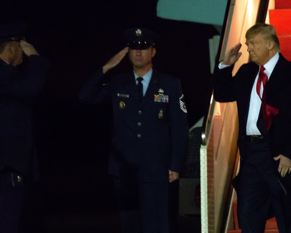 President Donald J. Trump lands at FAA William J. Hughes Technical Center