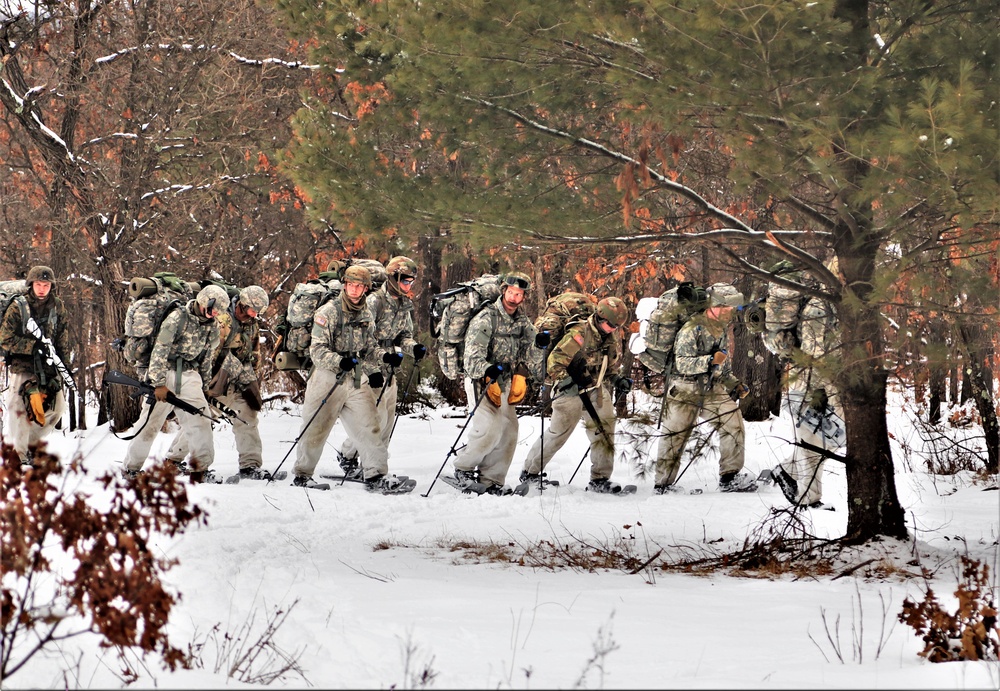 Cold-Weather Operations Course Class 20-02 students conduct field ops, improvised shelter construction