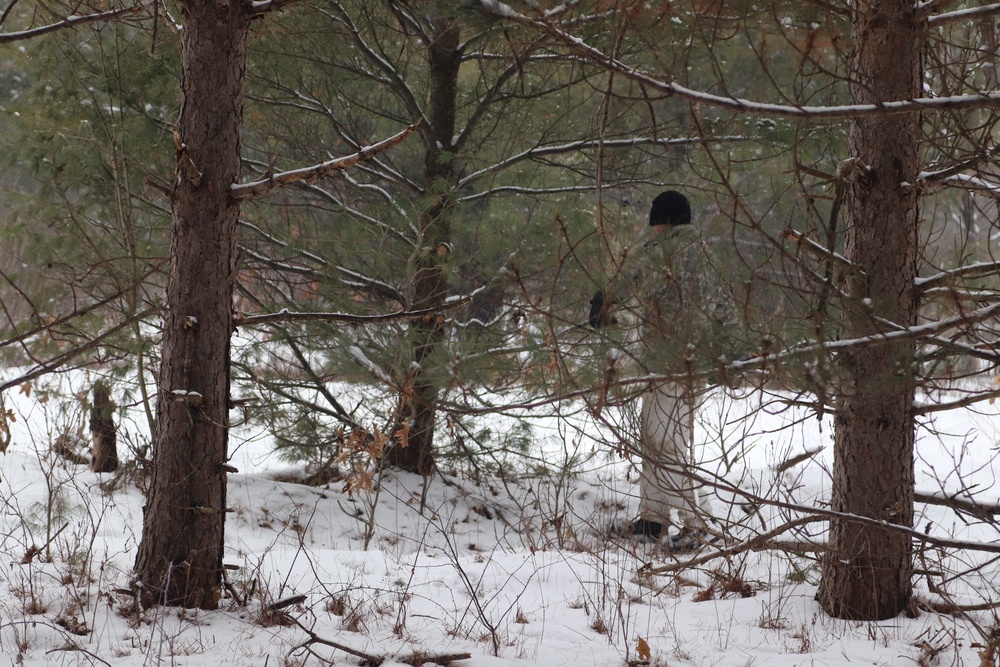 Cold-Weather Operations Course Class 20-02 students conduct field ops, improvised shelter construction