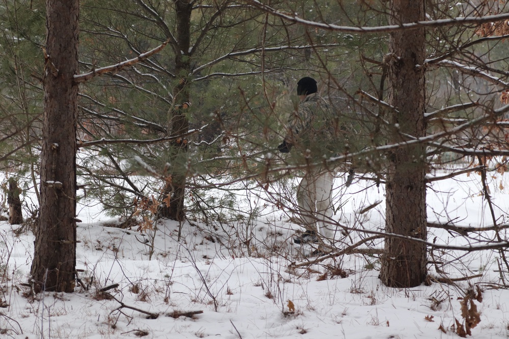 Cold-Weather Operations Course Class 20-02 students conduct field ops, improvised shelter construction