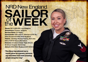 NRD New England Sailor of the Week - NC1 Joy Bragdon