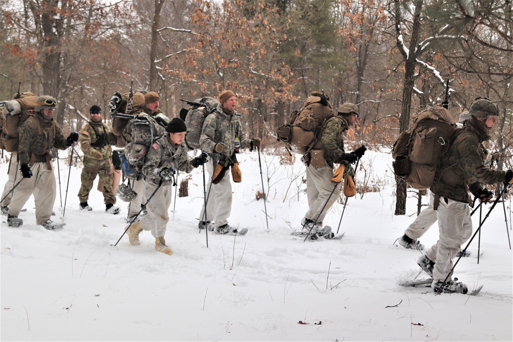 Cold-Weather Operations Course Class 20-02 students conduct field ops, improvised shelter construction