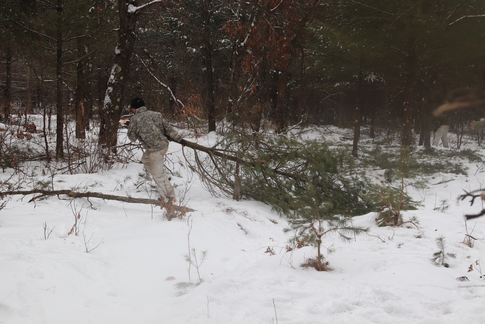 Cold-Weather Operations Course Class 20-02 students conduct field ops, improvised shelter construction