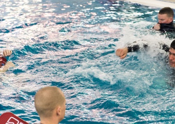 200130-N-TE695-0013 NEWPORT, R.I. (Jan. 30, 2020) -- Navy Officer Development School take the third-class swimmer test