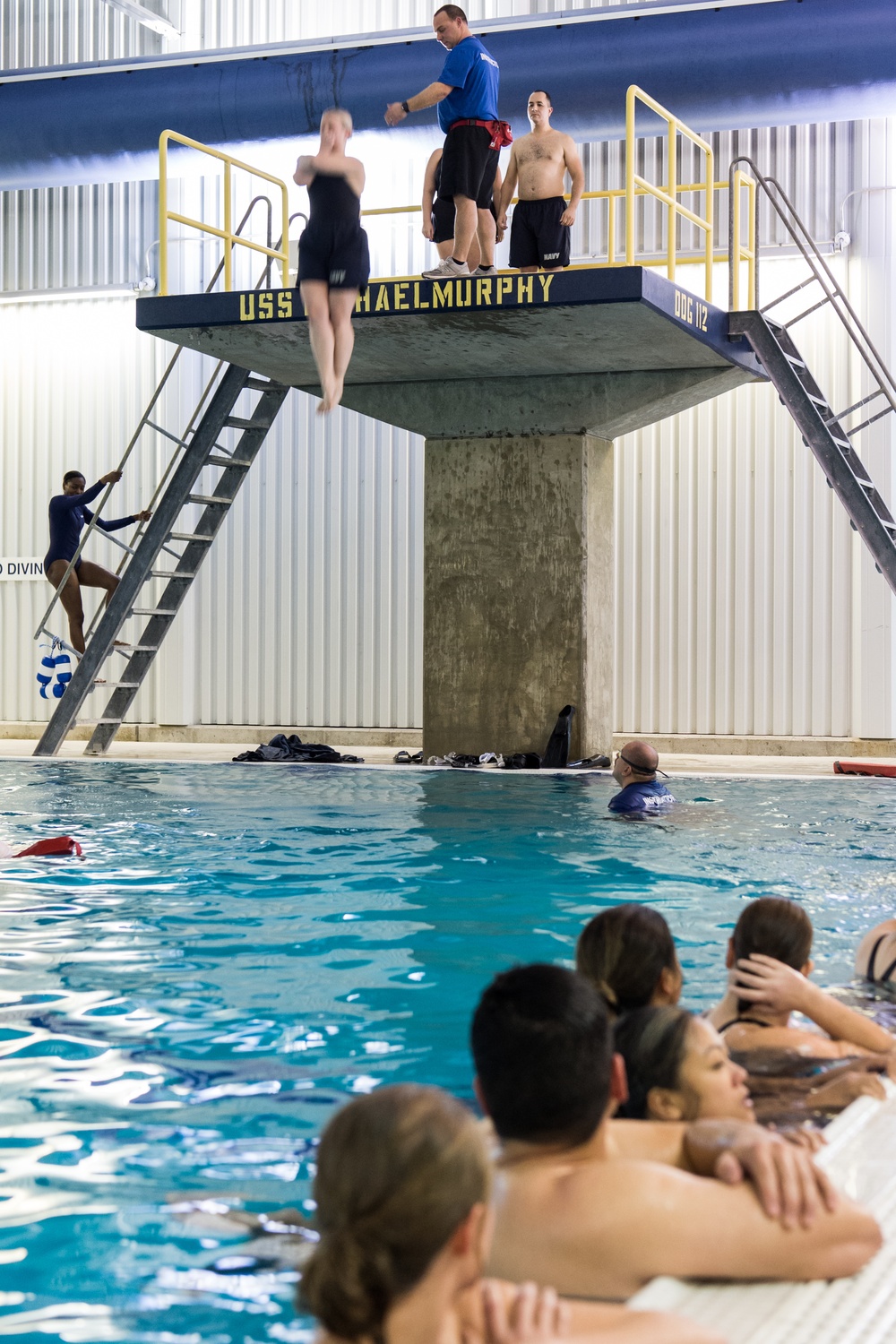 200130-N-TE695-0001 NEWPORT, R.I. (Jan. 30, 2020) -- Navy Officer Development School take the third-class swimmer test
