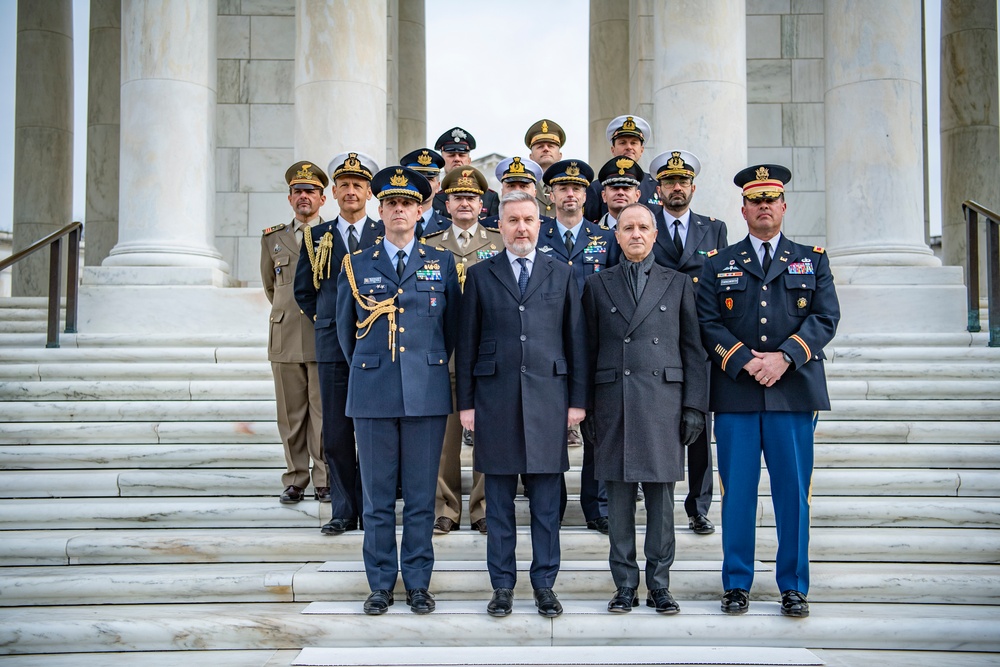 Italian Minister of Defense Lorenzo Guerini Participates in a Public Wreath-Laying Ceremony at the Tomb of the Unknown Soldier