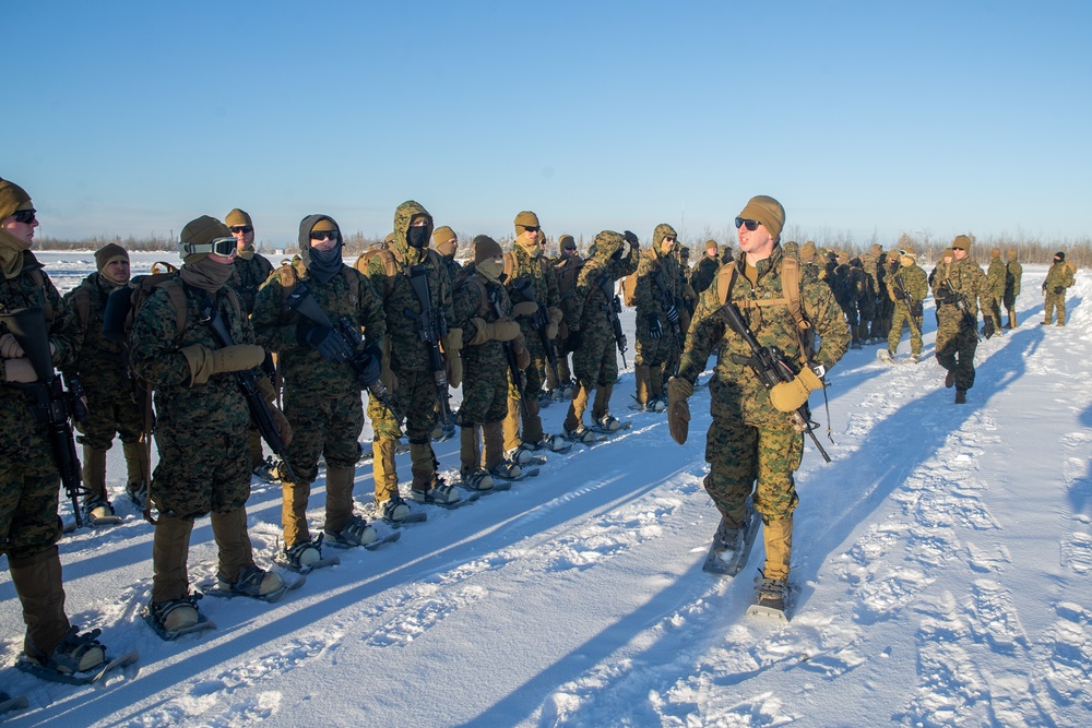 2nd LAAD Marines hike during Exercise Artic Edge 20