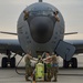 A U.S. Air Force KC-135 aircrew assigned to the 28th Expeditionary Air Refueling Squadron conducts aerial refueling