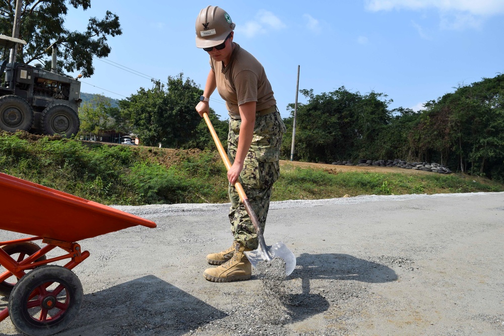 U.S. Navy Seabees with NMCB-5’s Detail Thailand work on a joint project with Marines from 9th Engineer Support Battalion and Royal Thai Marine Corps Engineers