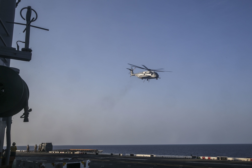 Helicopter Support Team Transports Harrier Engine