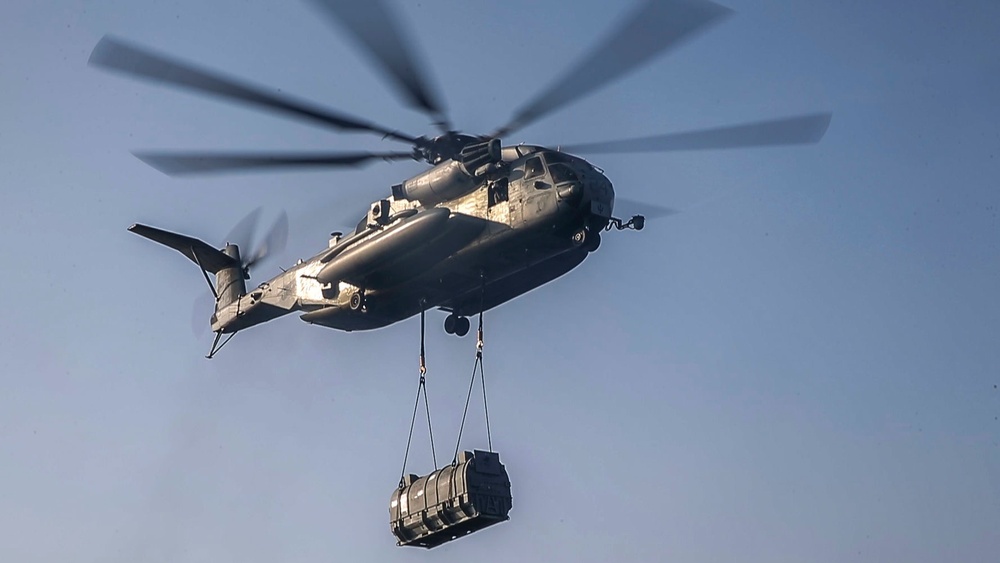 Helicopter Support Team Transports Harrier Engine