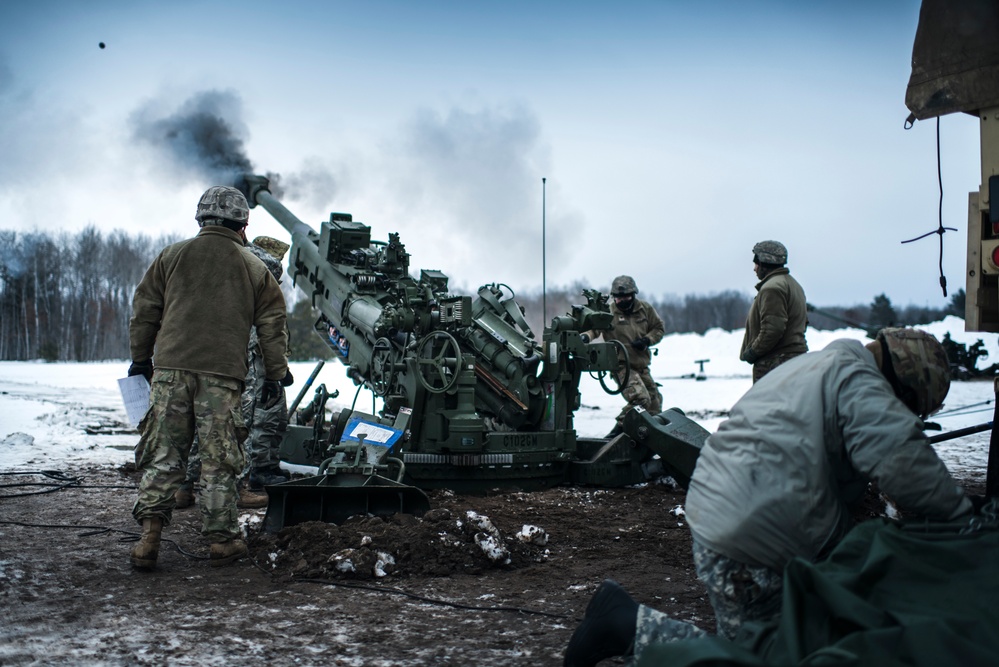 Wisconsin Field Artillery Regiment conducts winter training during Northern Strike 20-2