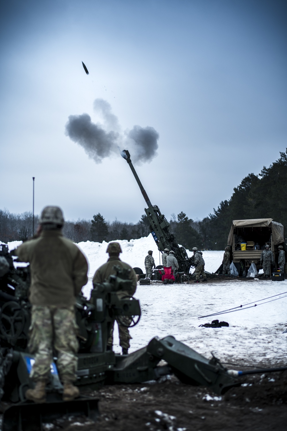 Wisconsin National Guard field artillery conducts winter training during Northern Strike 20-2