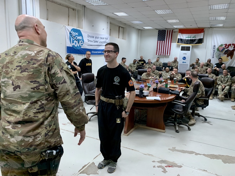 Deployed Illinois Soldiers awarded the Commander’s Coin of Excellence