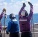 Sailors and Marines take part in flight deck operations