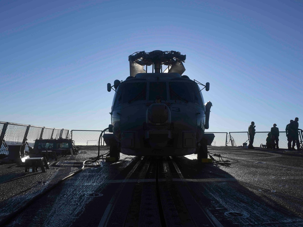 MH-60R Helicopter Sits on Flightdeck