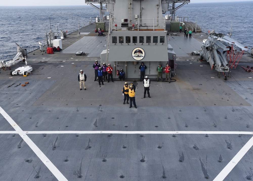 USS Blue Ridge Sailors Practice VERTREP