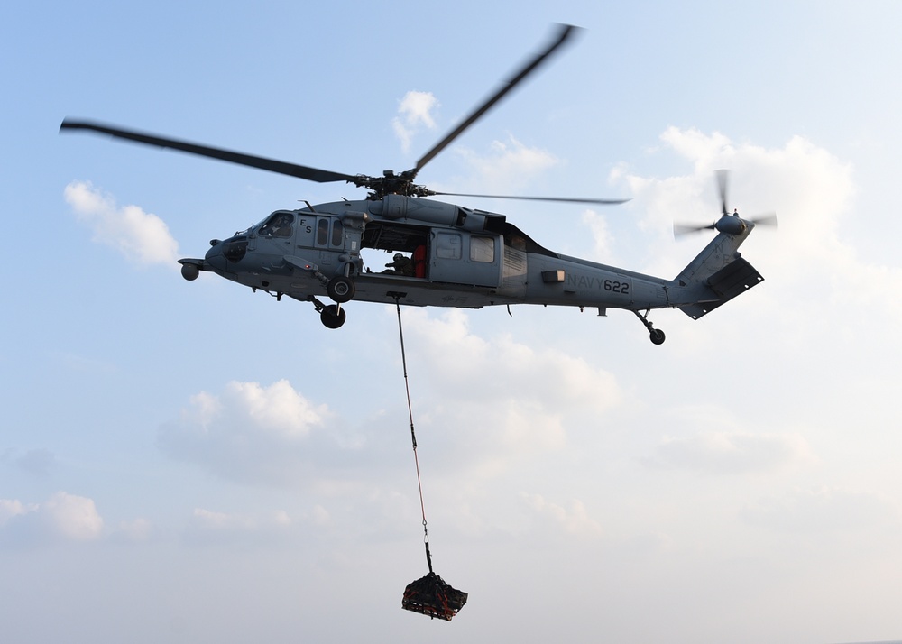 USS Blue Ridge Sailors Practice VERTREP