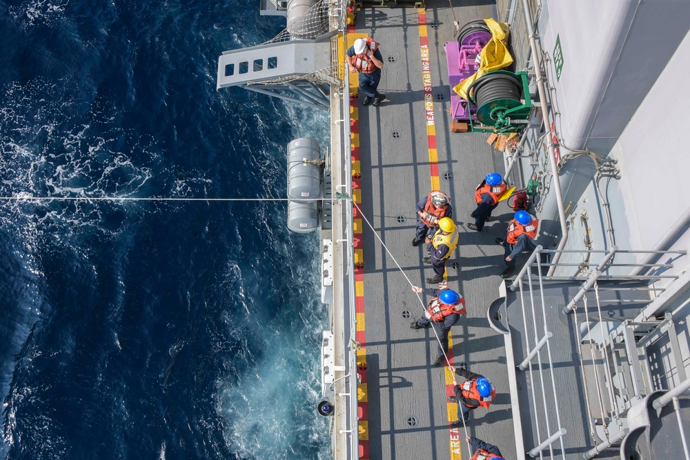 USS America (LHA 6) conducts an underway replinishment