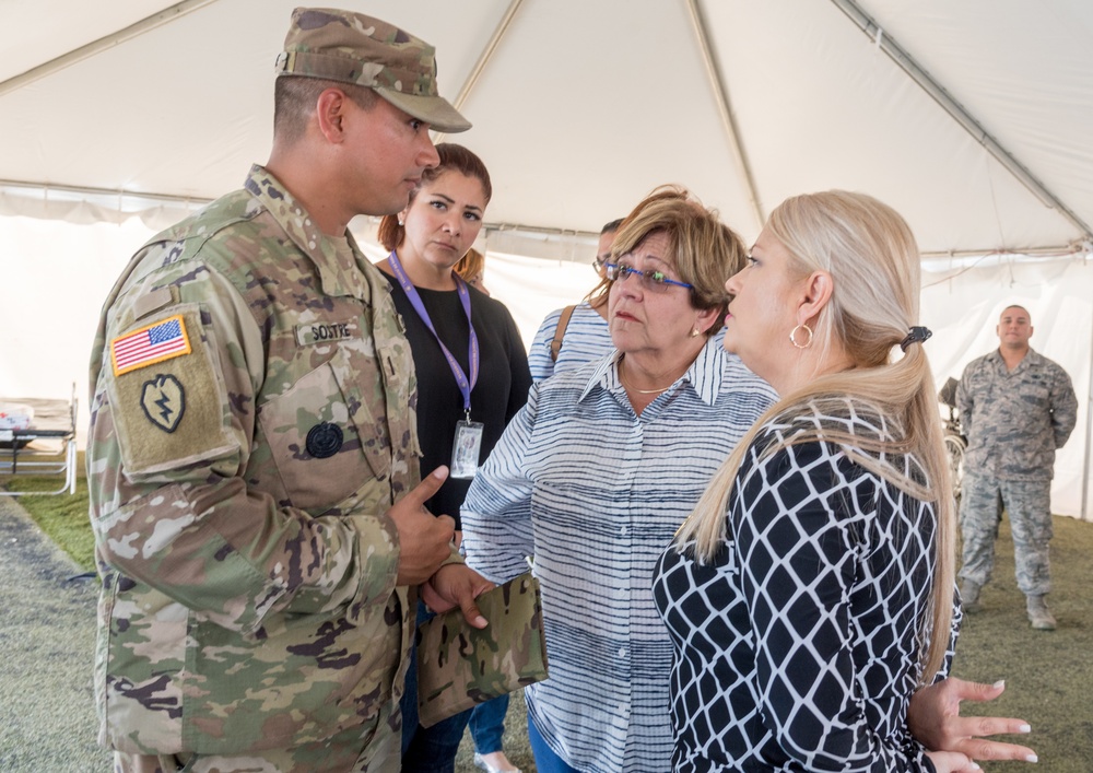 PR Governor Wanda Vázques Visits Municipal Base Camp in Ponce