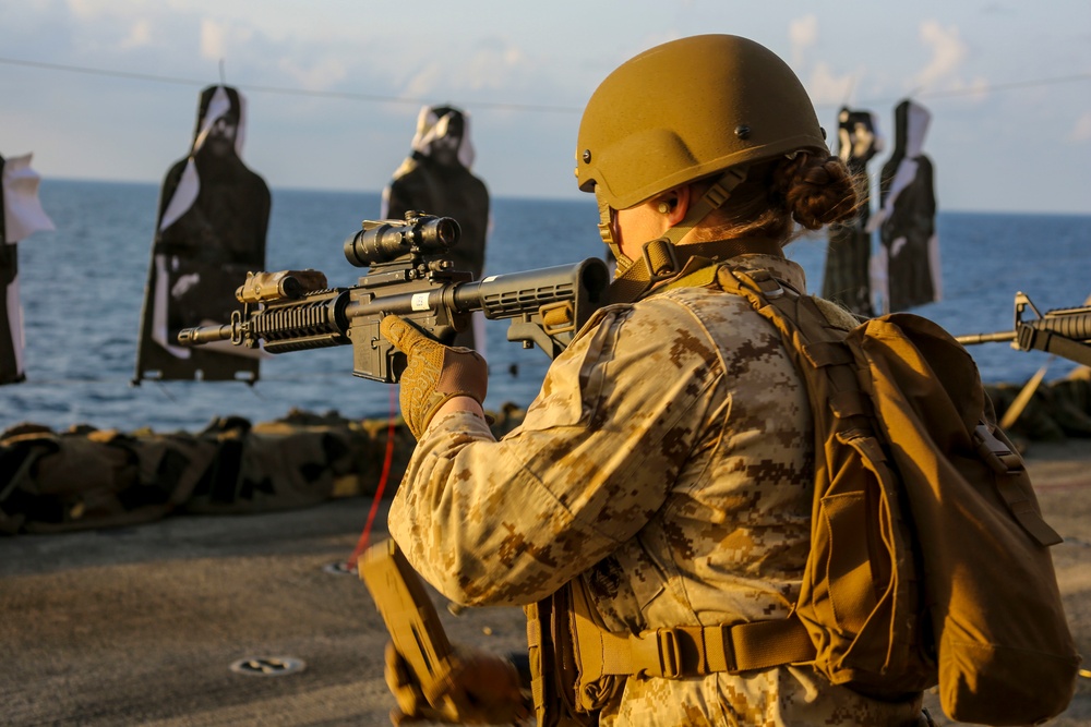Live-fire range aboard Bataan
