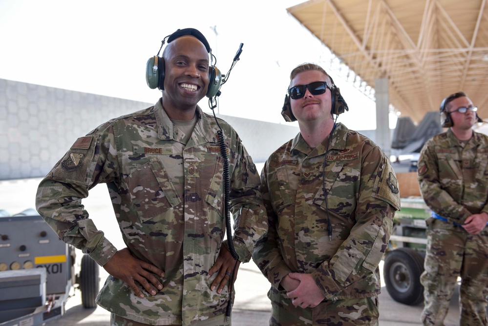 379 AEW command chief visits Airmen on flightline