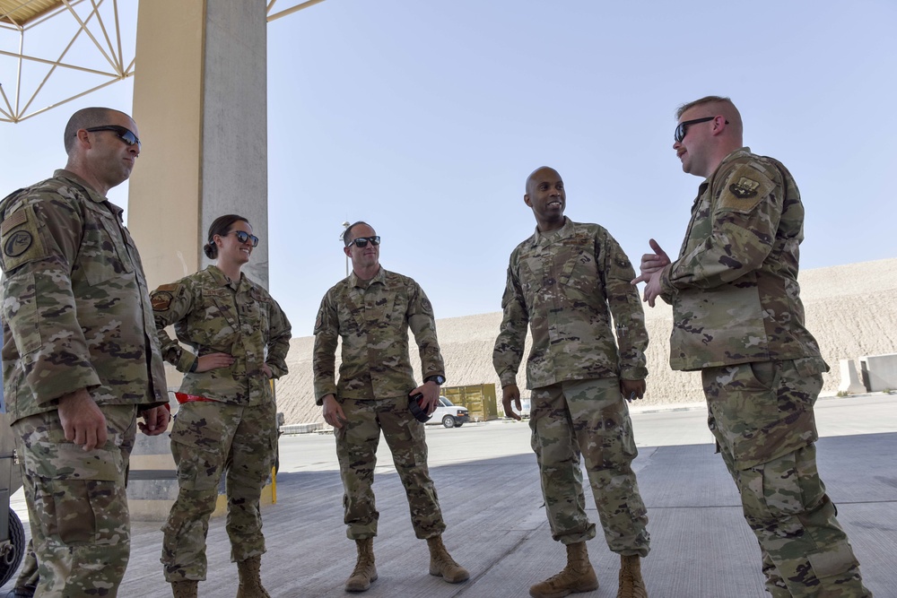 DVIDS - Images - 379 AEW command chief visits Airmen on flightline ...