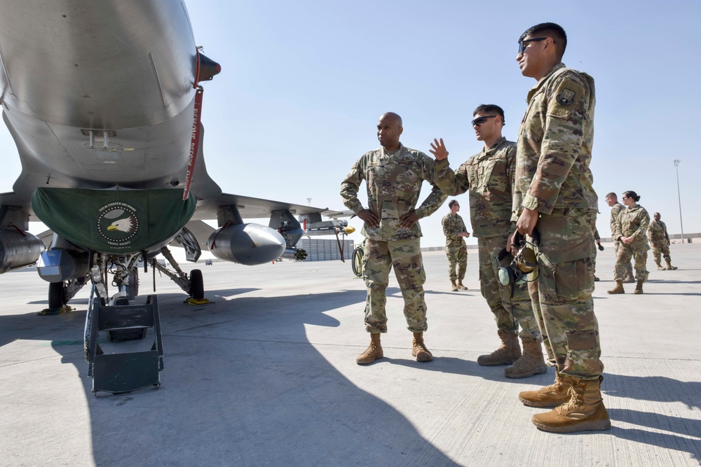 379 AEW command chief visits Airmen on flightline