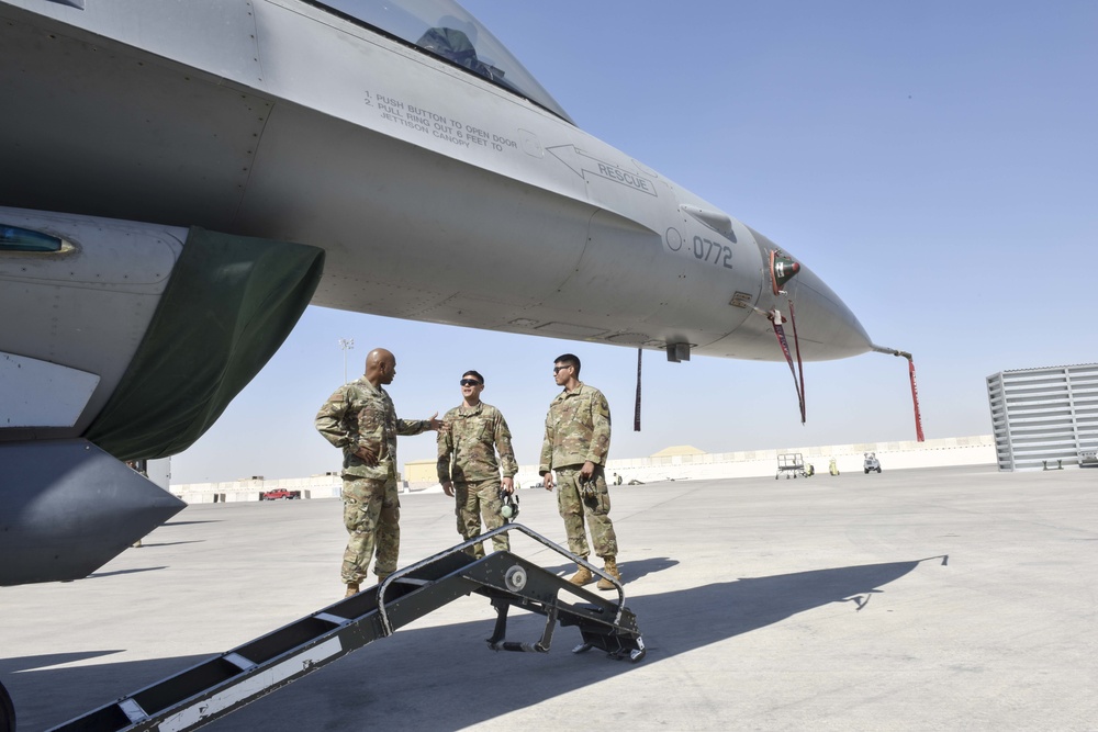 379 AEW command chief visits Airmen on flightline