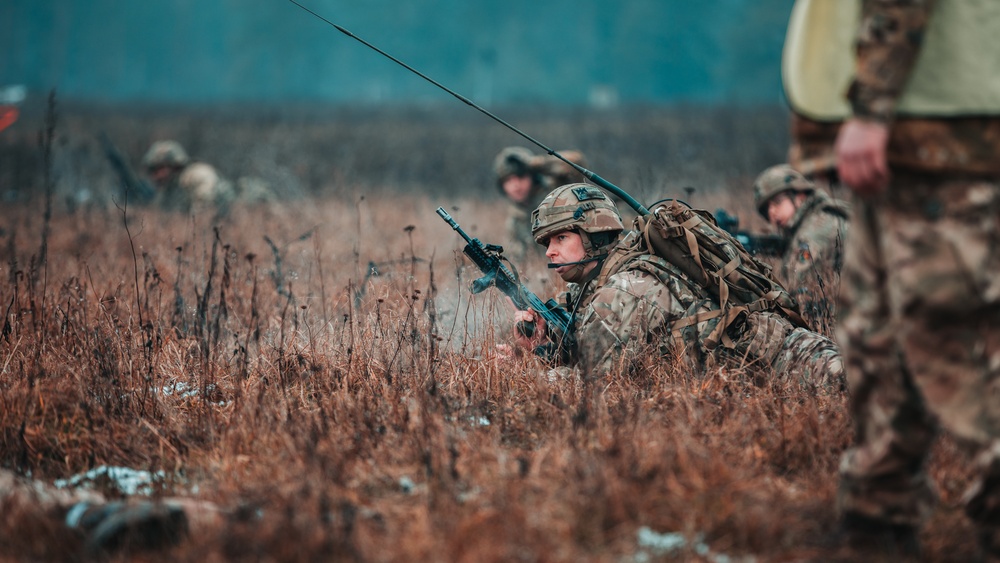 British Soldiers complete section live fire training during eFP