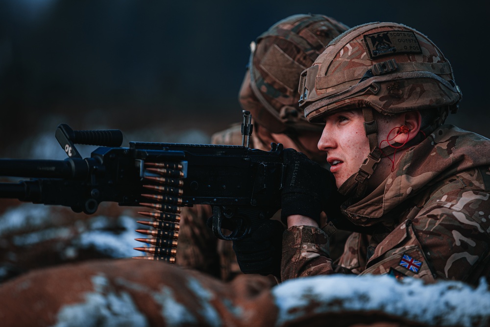 British Soldiers complete section live fire training during eFP