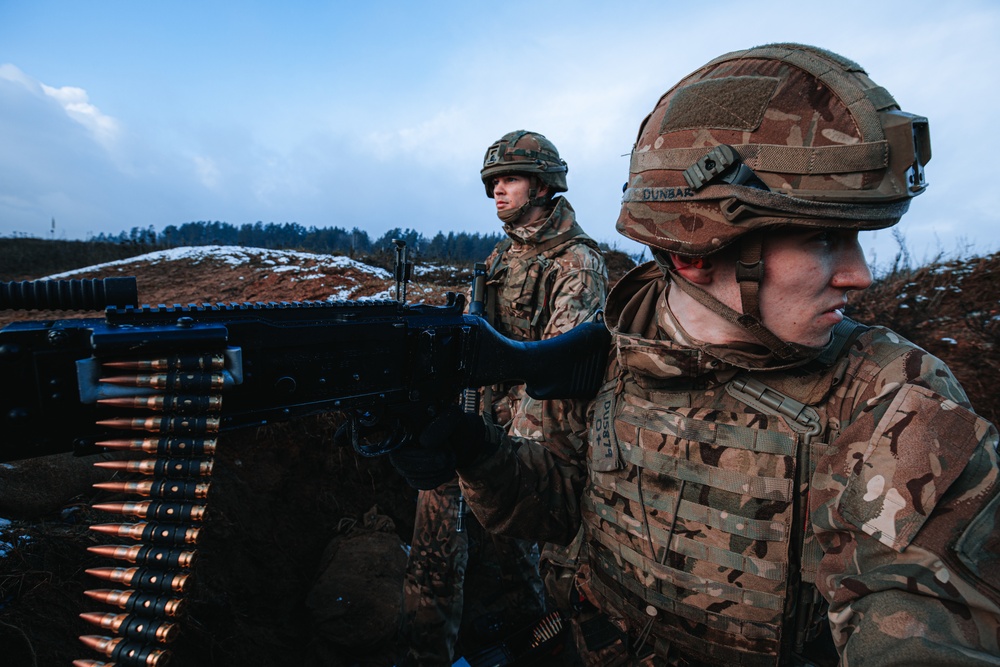 British Soldiers complete section live fire training during eFP